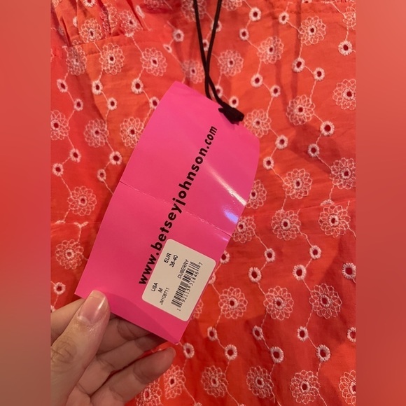 NWT Betsey Johnson Cap Sleeve Eyelet Knit Cotton Dress Duberry Medium - Picture 5 of 7